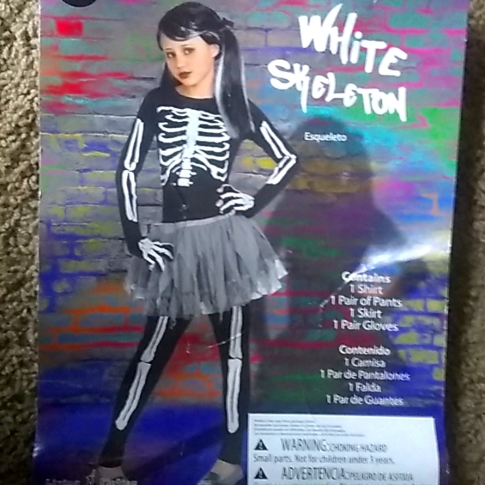Skeleton costume girls size M (8-10)